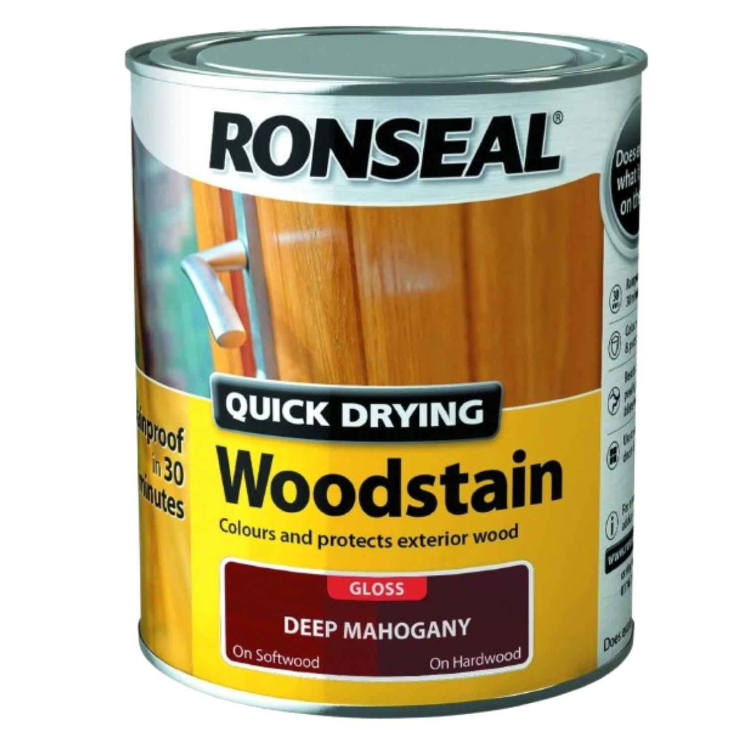 Ronseal Woodstain Gloss Deep Mahogany Exterior Wood Paint 750ml Ronseal Woodstain Gloss Deep Mahogany Exterior Wood Paint 750ml