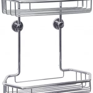 Tesa Self-Adhesivee Chrome Brass Drill-Free 2 Tier Shower Caddy