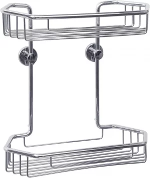 Tesa Self-Adhesivee Chrome Brass Drill-Free 2 Tier Shower Caddy